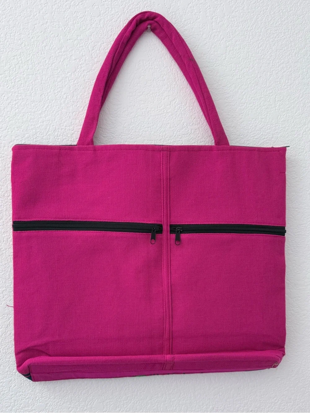 Vibrant Pink Embroidered Tote Bag